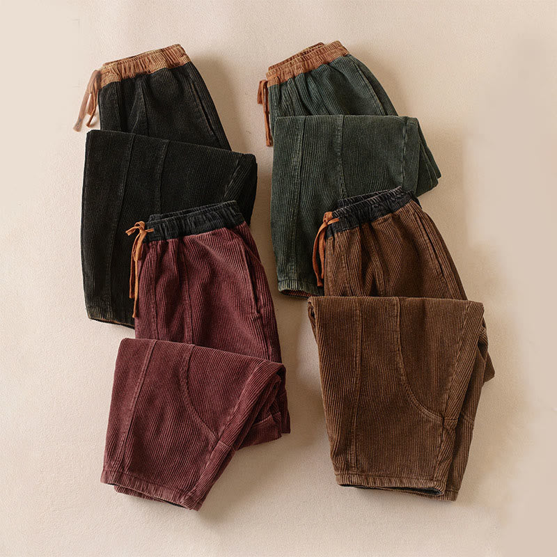 Women's Corduroy Harem Trousers — Fleece-Lined & Pockets 21