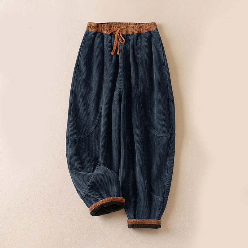 Women's Corduroy Harem Trousers — Fleece-Lined & Pockets 22