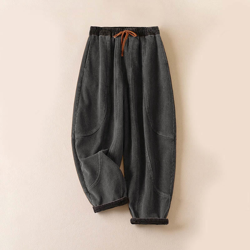 Women's Corduroy Harem Trousers — Fleece-Lined & Pockets 25