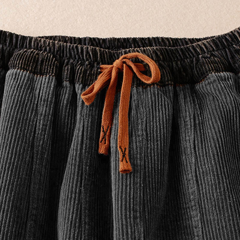 Women's Corduroy Harem Trousers — Fleece-Lined & Pockets 26