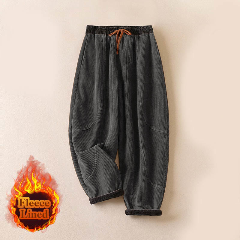 Women's Corduroy Harem Trousers — Fleece-Lined & Pockets 27