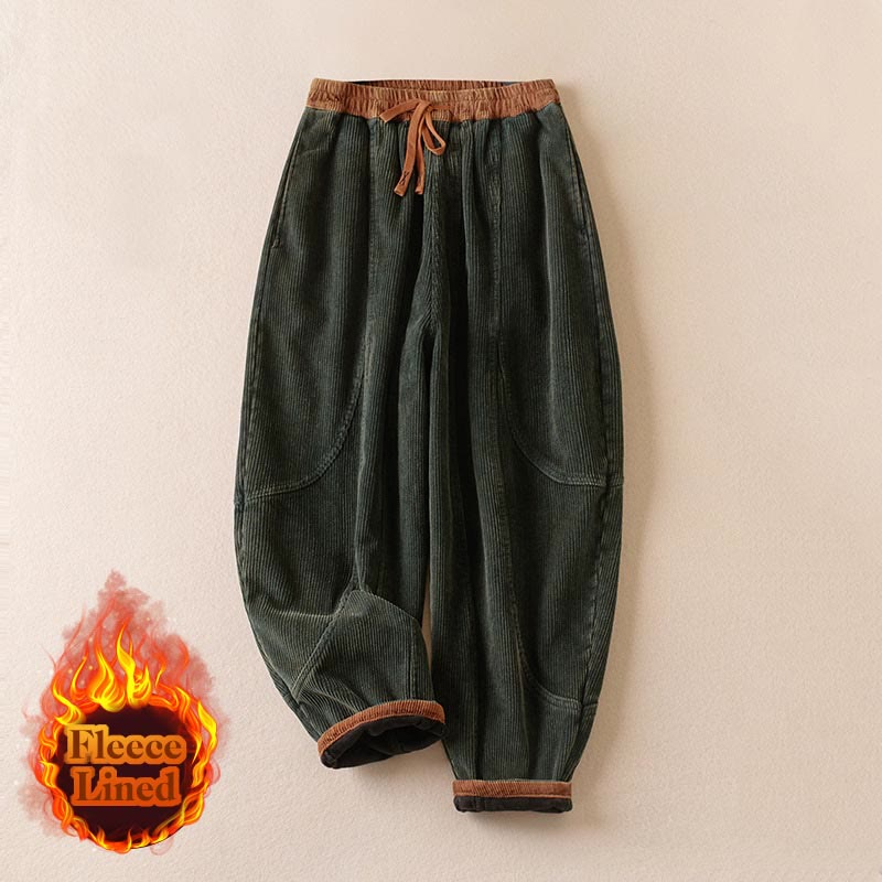 Women's Corduroy Harem Trousers — Fleece-Lined & Pockets 3