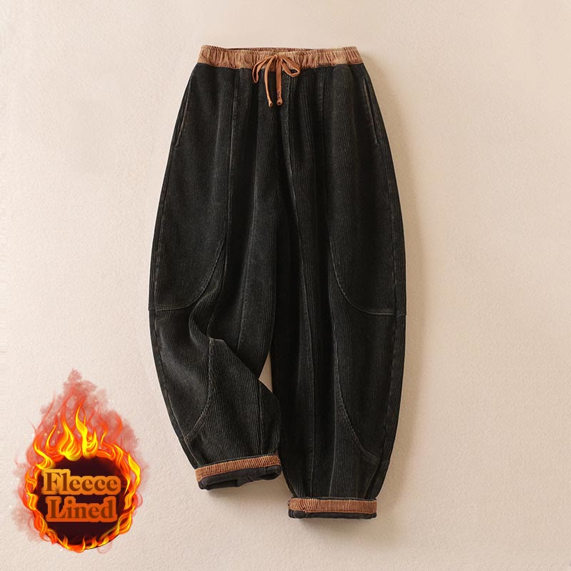Women's Corduroy Harem Trousers — Fleece-Lined & Pockets 9