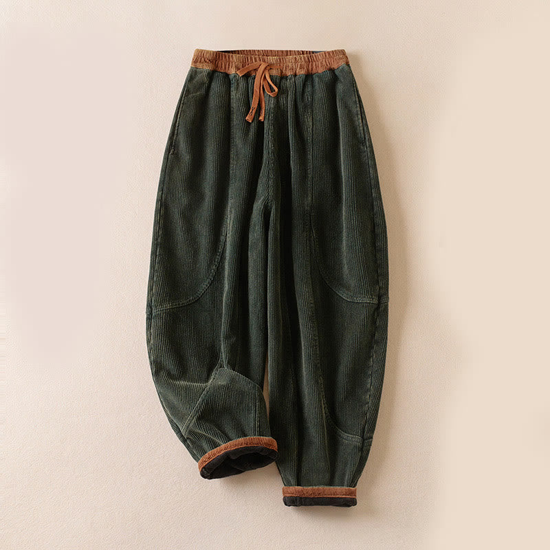 Women's Corduroy Harem Trousers — Fleece-Lined & Pockets 1