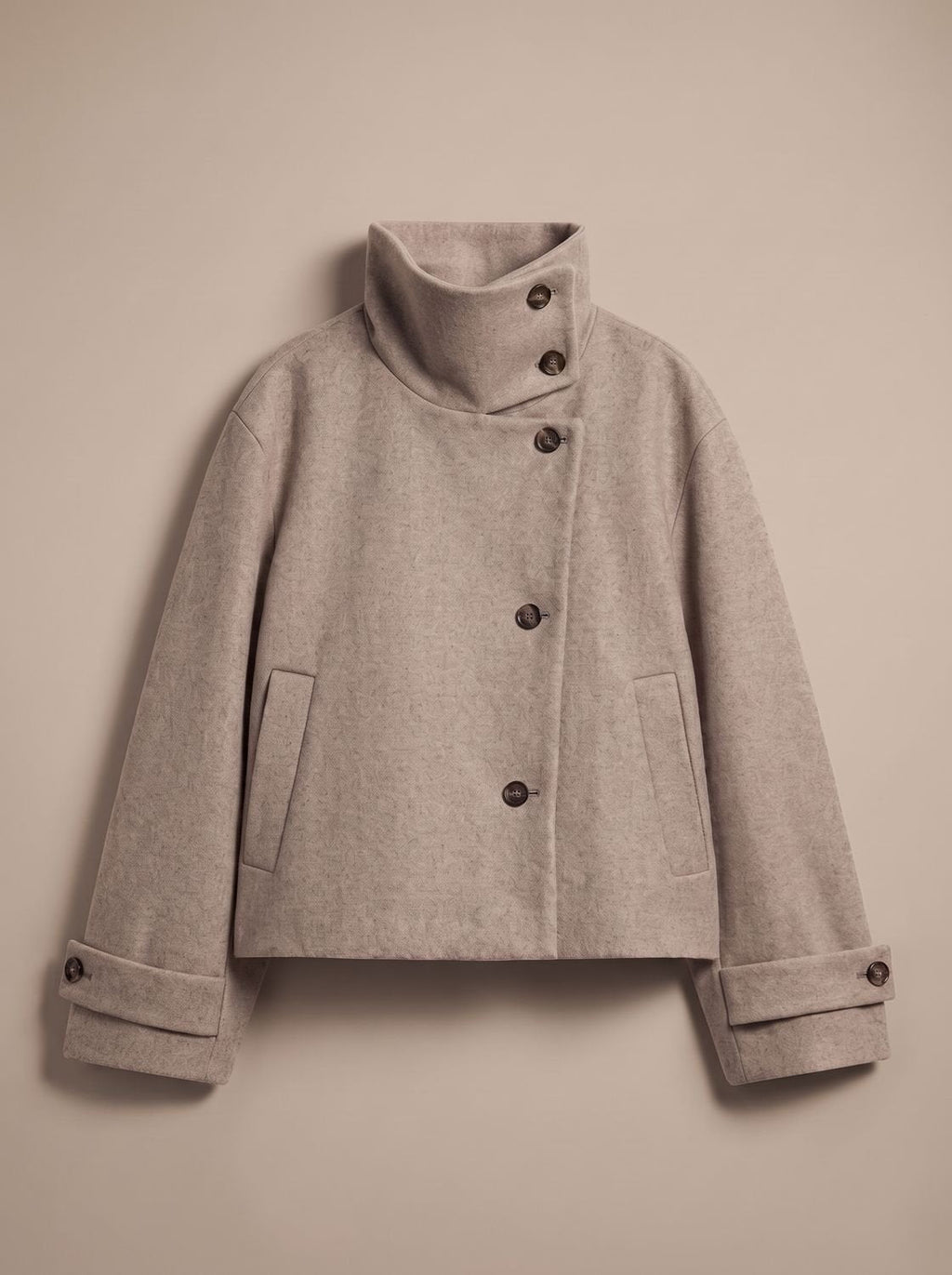 Women's Cropped Stand-Collar Button-Front Coat 2