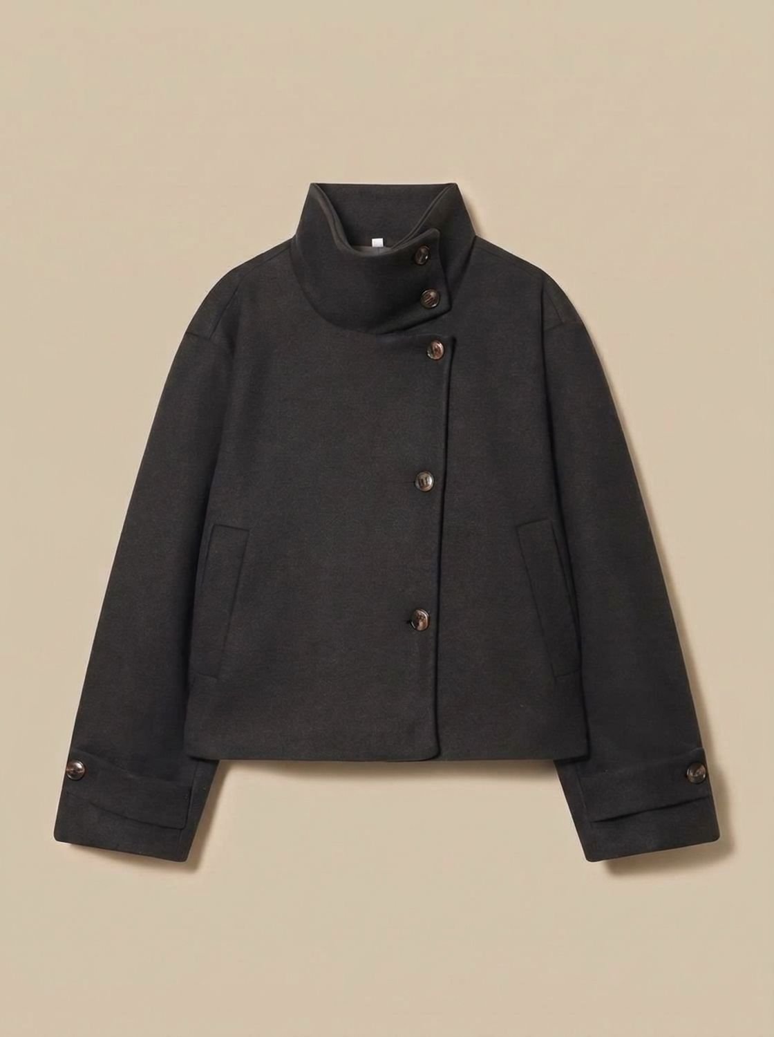 Women's Cropped Stand-Collar Button-Front Coat 5