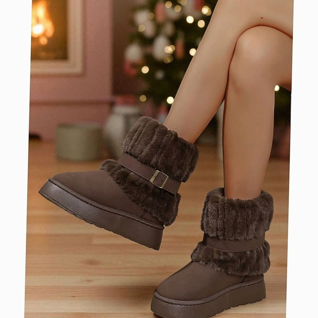 Women's Faux Fur-Trimmed Slip-On Winter Snow Boots 2