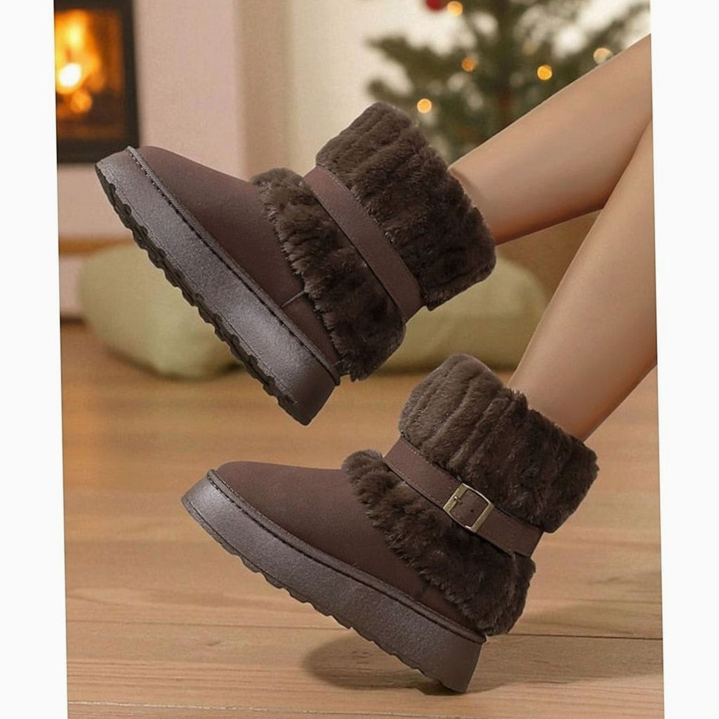 Women's Faux Fur-Trimmed Slip-On Winter Snow Boots 3