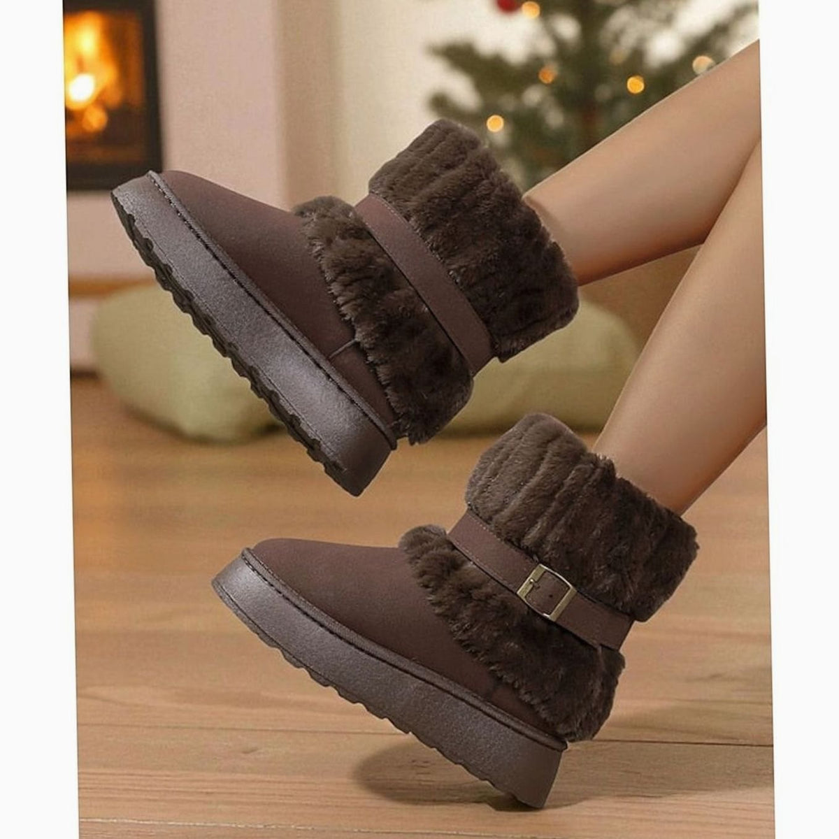 Women's Faux Fur-Trimmed Slip-On Winter Snow Boots 3