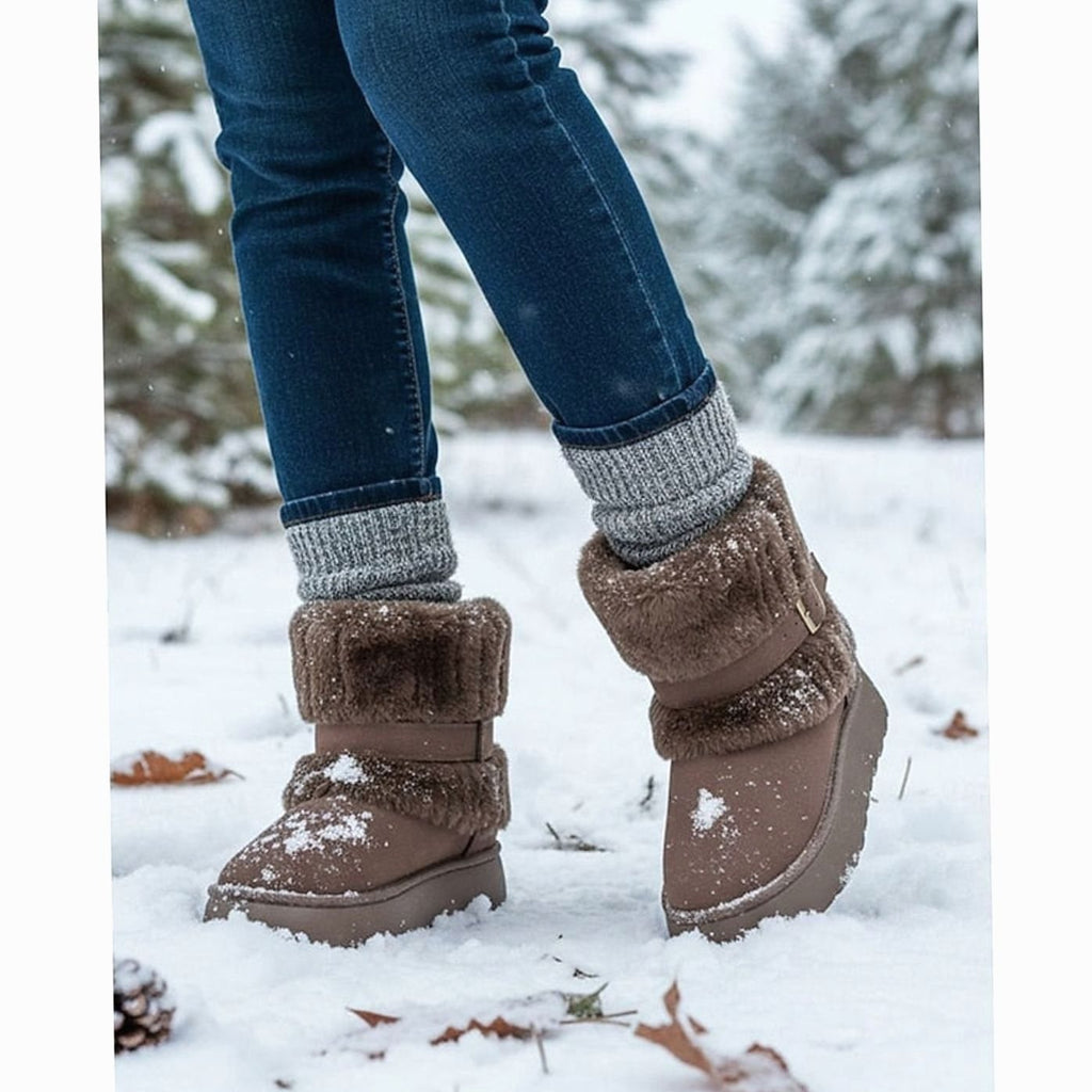 Women's Faux Fur-Trimmed Slip-On Winter Snow Boots 5