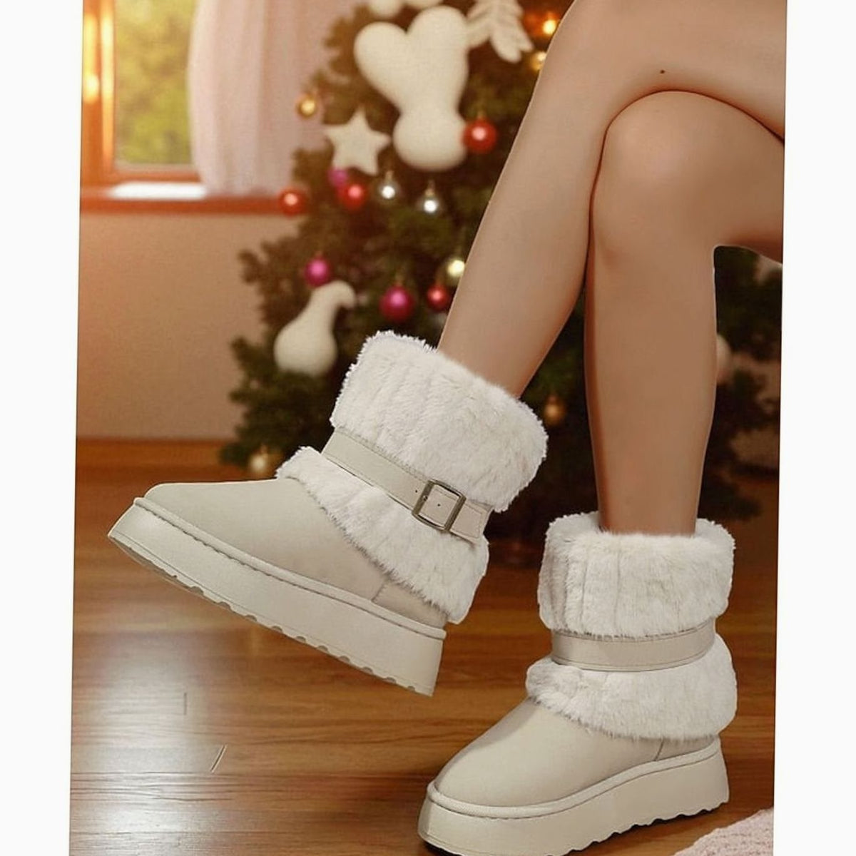 Women's Faux Fur-Trimmed Slip-On Winter Snow Boots 8