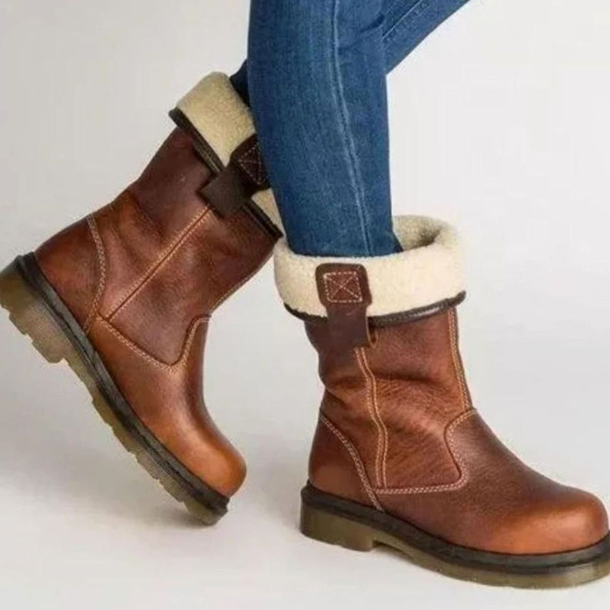 Women's Fleece-Lined Mid-Calf Winter Boots — Slip-On Style 1