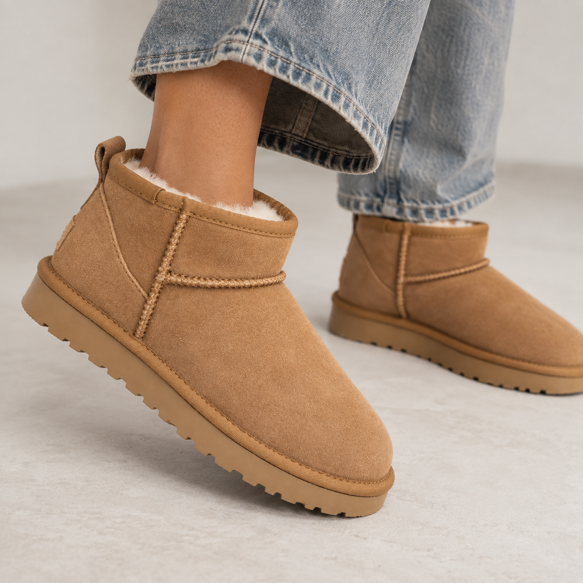 Women's Faux Suede Ankle Boots — Faux Fur Lined Winter Shoes 4