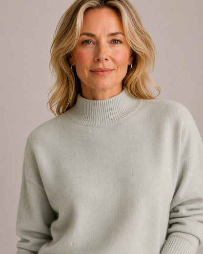 Audley Women's Fine Knit Roll Neck Jumper — Elegant High Collar 2
