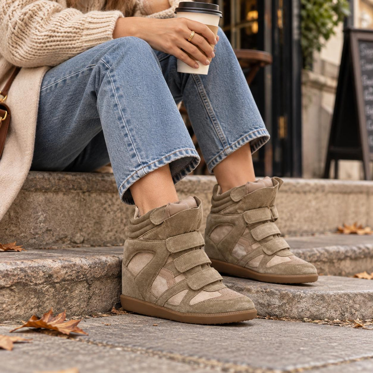 Women's Hidden Wedge High-Top Trainers — Velcro Straps 3