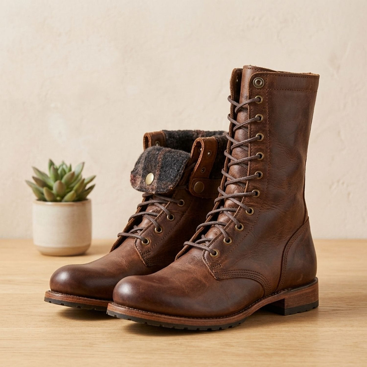 Women's Lace-Up Mid-Calf Combat Boots — Cushioned Sole 4