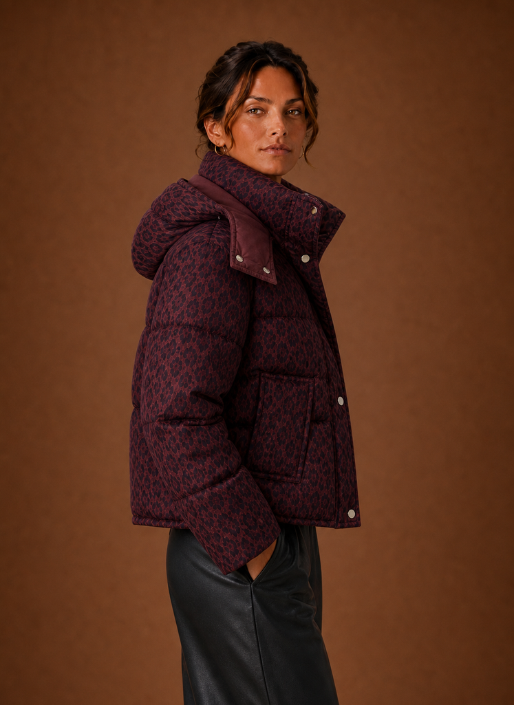 Women's Leopard Print Quilted Puffer Jacket — Winter Coat 6