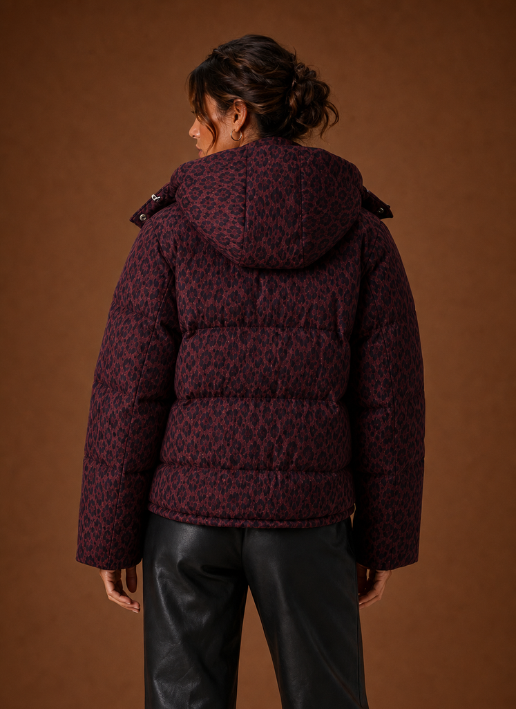 Women's Leopard Print Quilted Puffer Jacket — Winter Coat 7