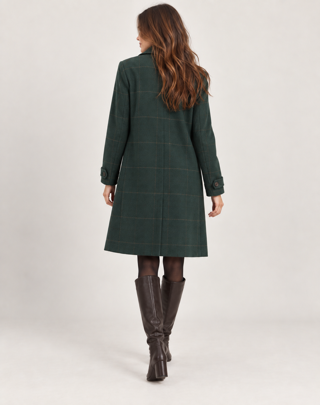 Women's Long Plaid Slim Fit Coat — Button Winter Jacket 5