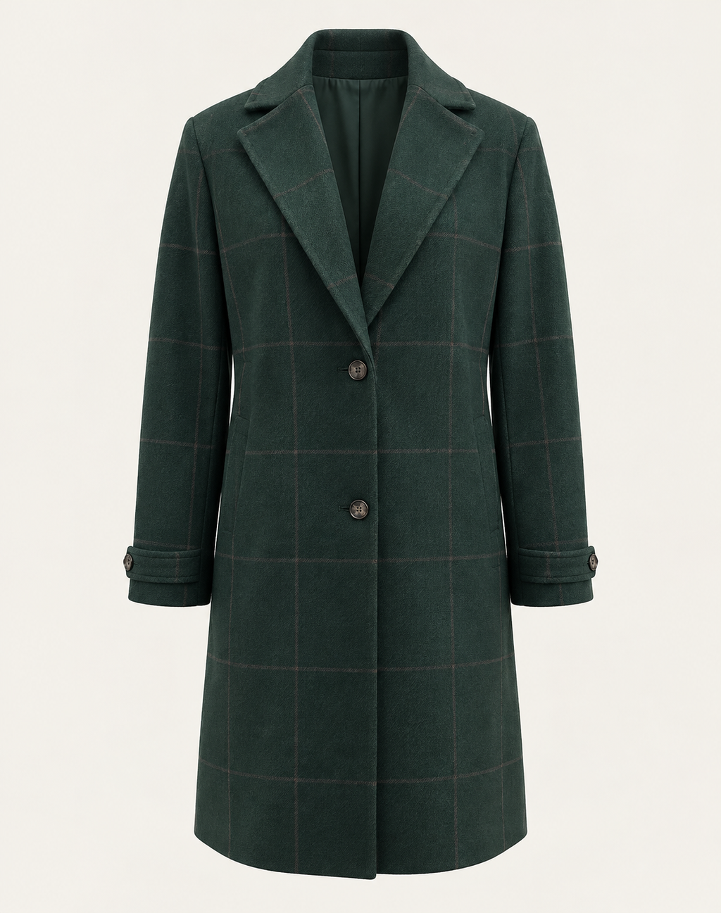 Women's Long Plaid Slim Fit Coat — Button Winter Jacket 6
