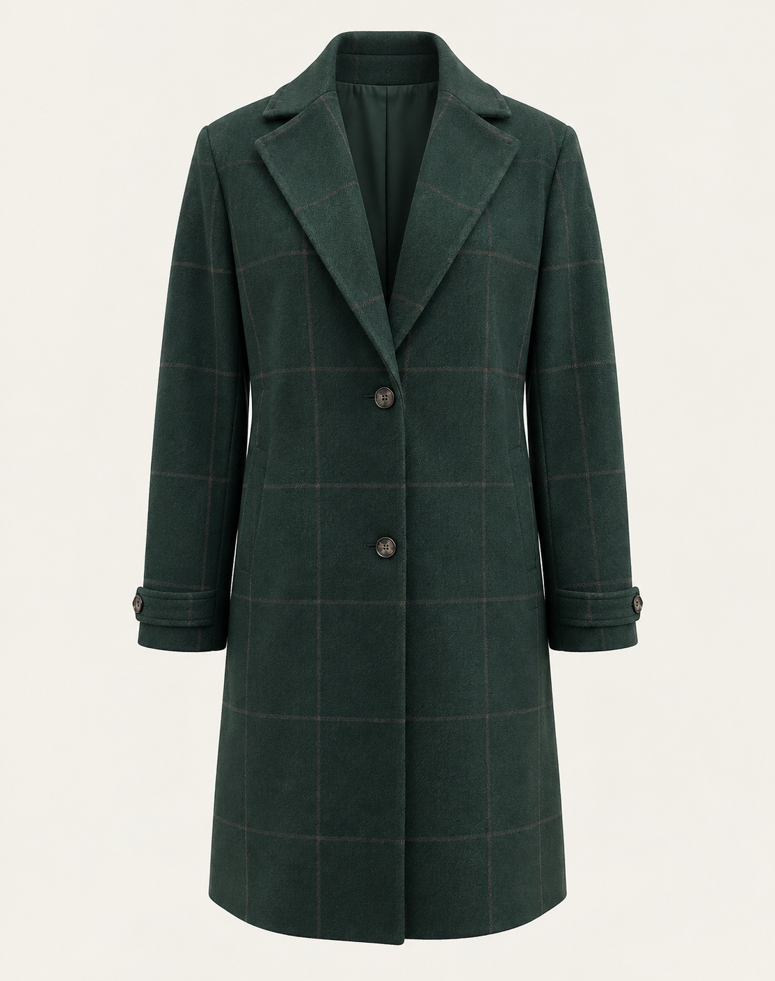 Women's Long Plaid Slim Fit Coat — Button Winter Jacket 6