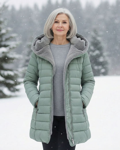 Glencoe Women's Long Quilted Coat — Hooded, Faux Sherpa Lining 11