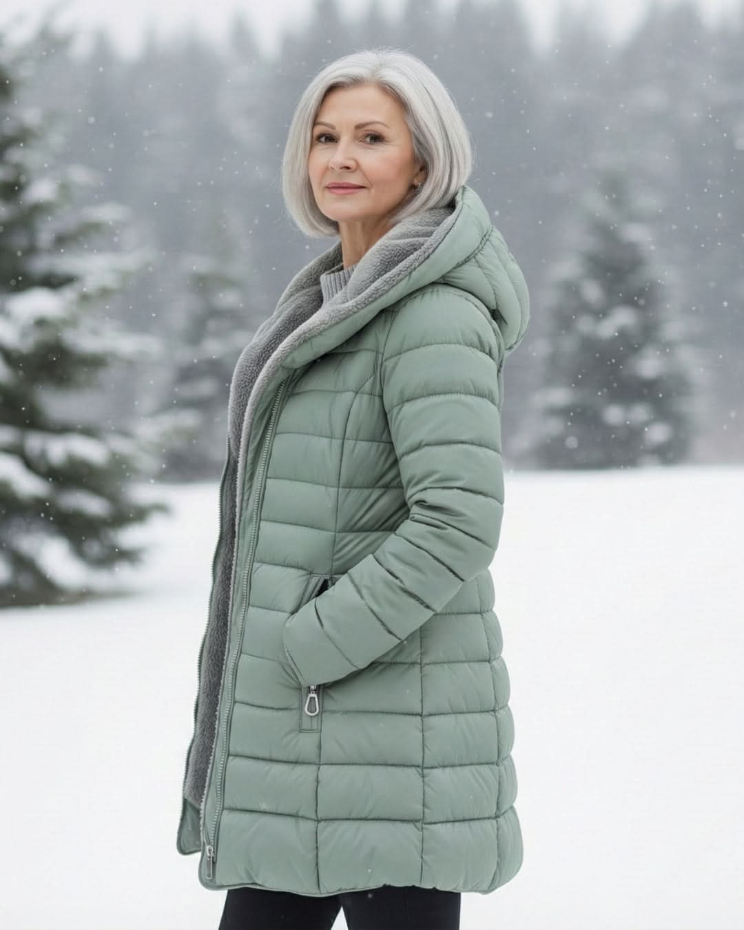 Glencoe Women's Long Quilted Coat — Hooded, Faux Sherpa Lining 12