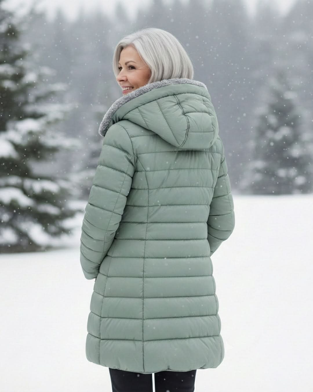 Glencoe Women's Long Quilted Coat — Hooded, Faux Sherpa Lining 13