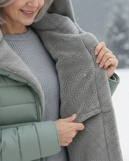 Glencoe Women's Long Quilted Coat — Hooded, Faux Sherpa Lining 15