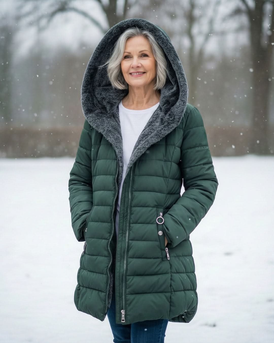 Glencoe Women's Long Quilted Coat — Hooded, Faux Sherpa Lining 2