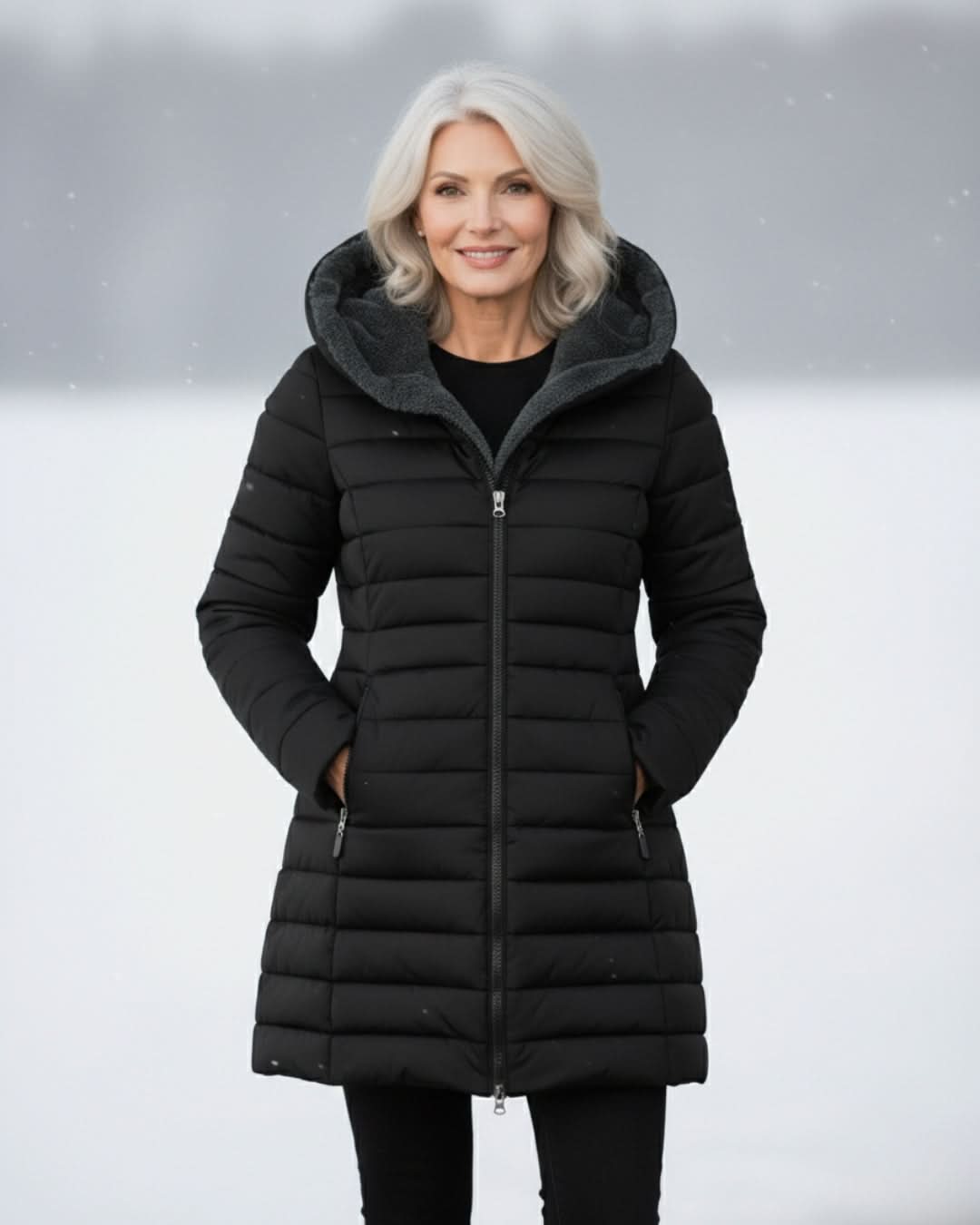 Glencoe Women's Long Quilted Coat — Hooded, Faux Sherpa Lining 6