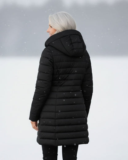 Glencoe Women's Long Quilted Coat — Hooded, Faux Sherpa Lining 7