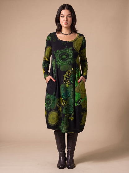 Wren Women's Long Sleeve Print Midi Dress — With Pockets 3