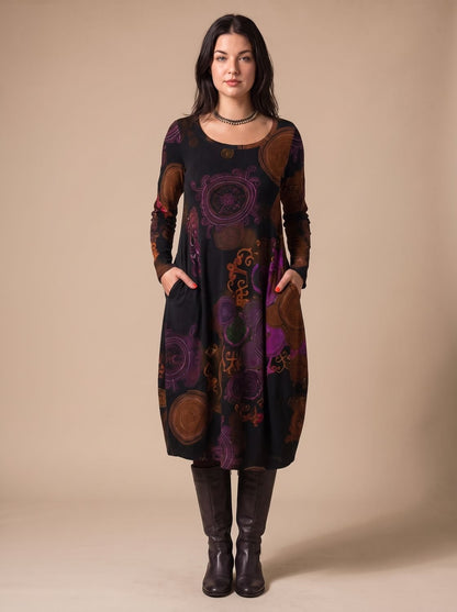 Wren Women's Long Sleeve Print Midi Dress — With Pockets 4