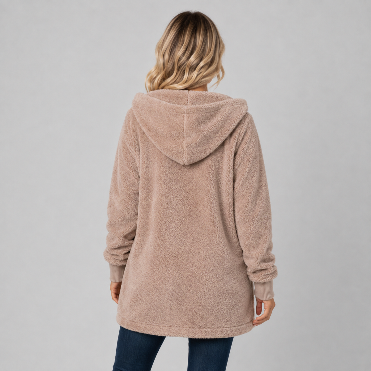 Tarn Women's Longline Fleece Cardigan — Hooded, Reversible 2