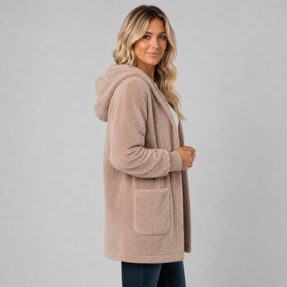 Tarn Women's Longline Fleece Cardigan — Hooded, Reversible 3