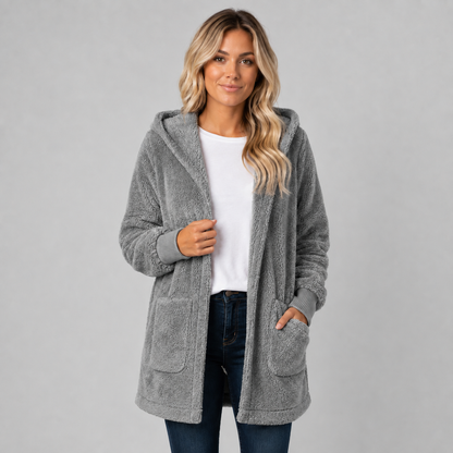 Tarn Women's Longline Fleece Cardigan — Hooded, Reversible 7