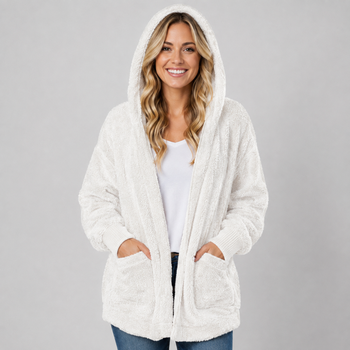 Tarn Women's Longline Fleece Cardigan — Hooded, Reversible 8