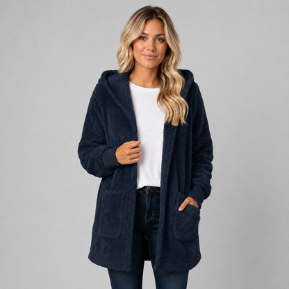 Tarn Women's Longline Fleece Cardigan — Hooded, Reversible 9