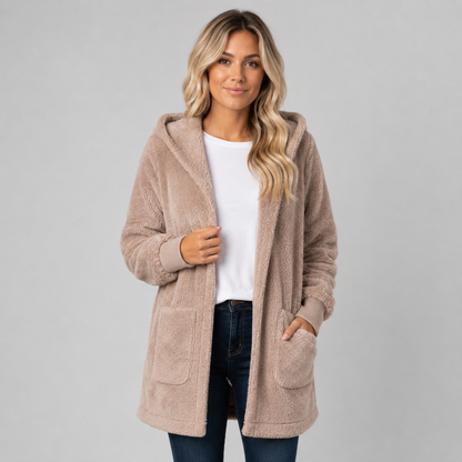 Tarn Women's Longline Fleece Cardigan — Hooded, Reversible 1