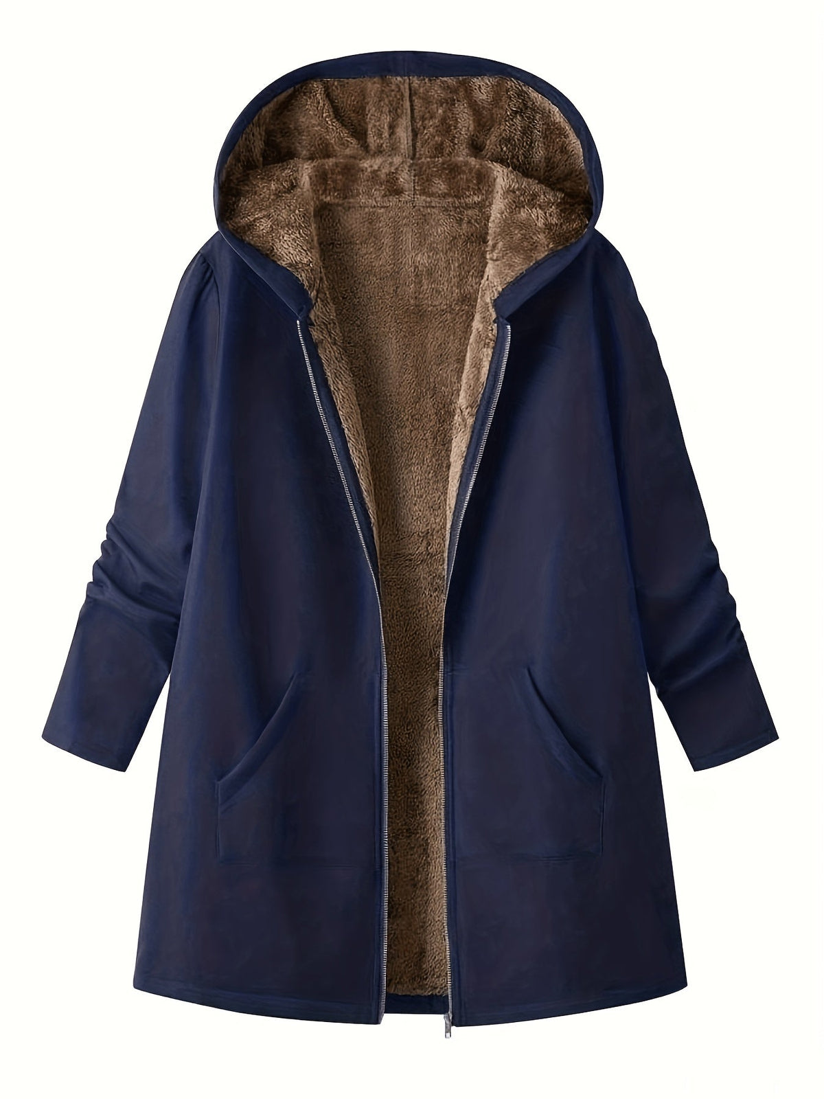 Rydal Women's Longline Hooded Coat — Lined Zip-Up Winter Coat 16