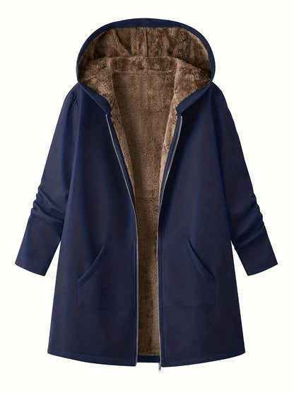 Rydal Women's Longline Hooded Coat — Lined Zip-Up Winter Coat 16