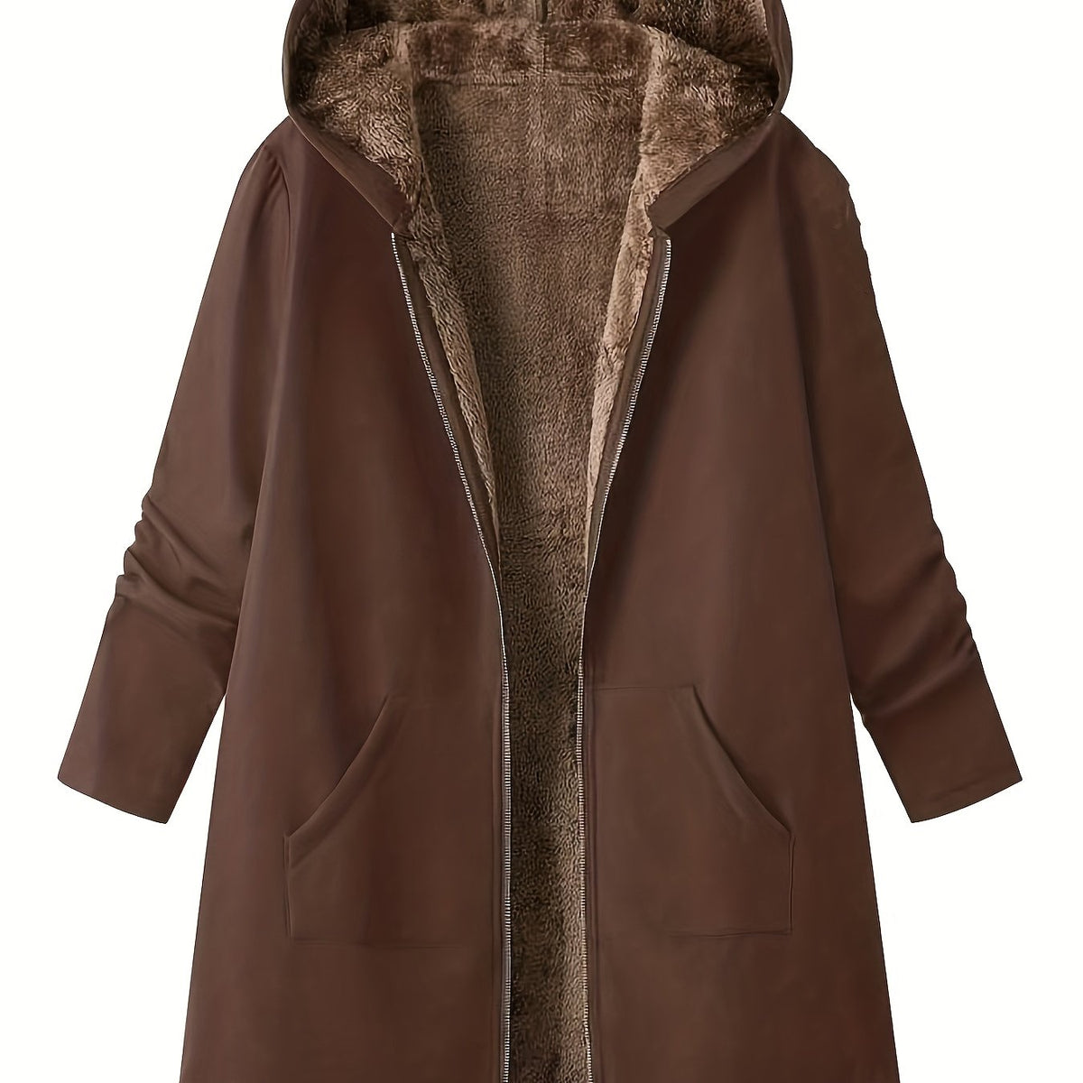 Rydal Women's Longline Hooded Coat — Lined Zip-Up Winter Coat 7