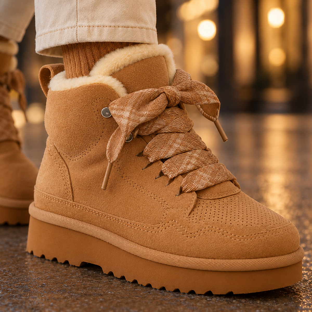Women's Warm-Lined Lace-Up Ankle Boots — Platform Sole 2