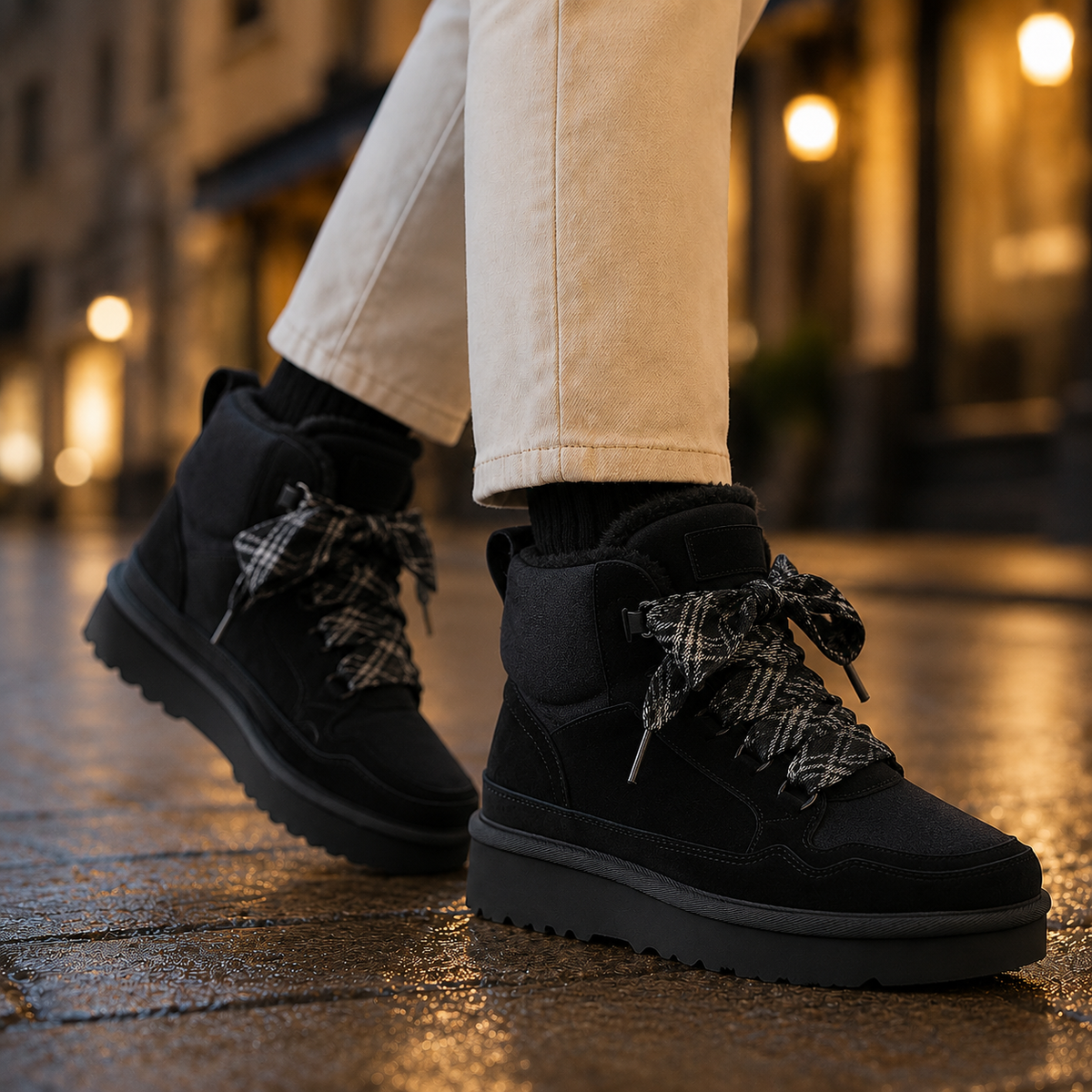 Women's Warm-Lined Lace-Up Ankle Boots — Platform Sole 3