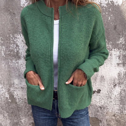 Islington Women's Ribbed Zip-Through Cardigan — Stand Collar 6