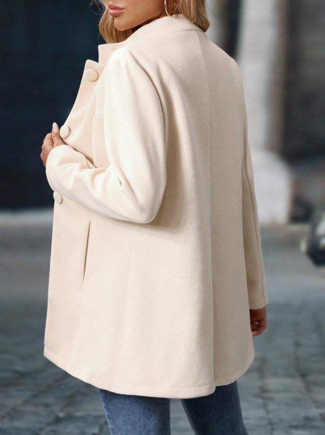 Women's Stand Collar Long Coat with Side Pockets — S–XXL 2