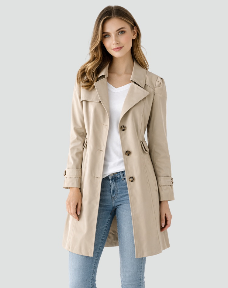 Women's Tailored Trench Coat — Classic Lapel Mid-Length 2