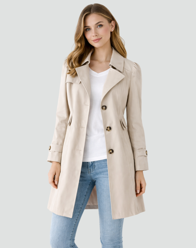 Women's Tailored Trench Coat — Classic Lapel Mid-Length 3