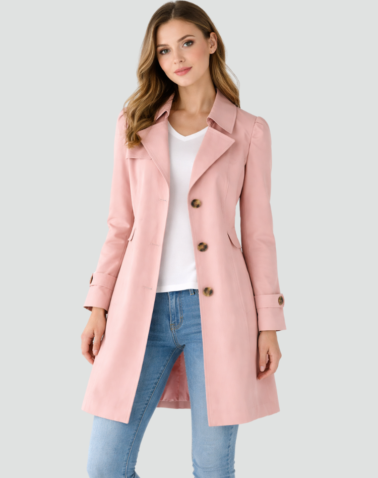 Women's Tailored Trench Coat — Classic Lapel Mid-Length 4